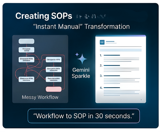 A graphics shows how Ai can fix the messy SOP's into a new one A graphics shows how Ai can fix the messy SOP's into a new one
