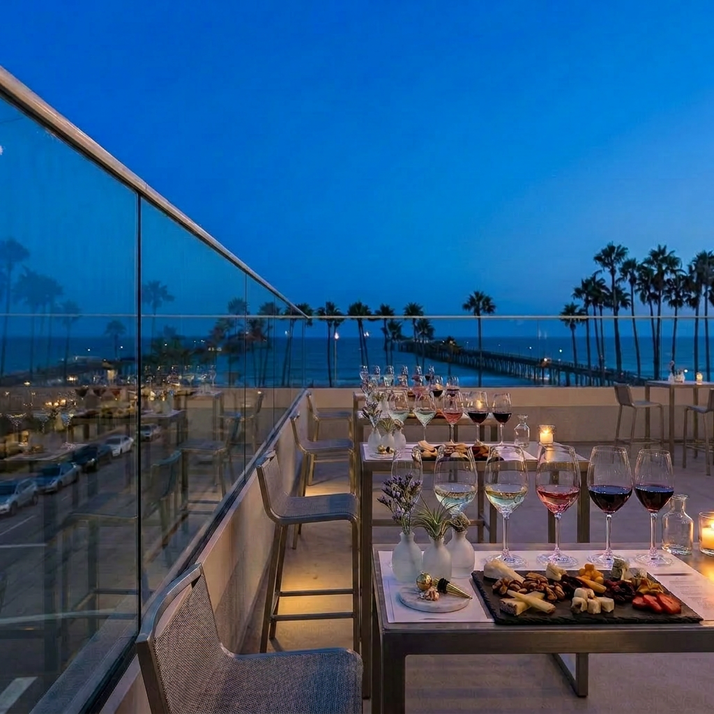 Cocktail perimeter setup on the rooftop