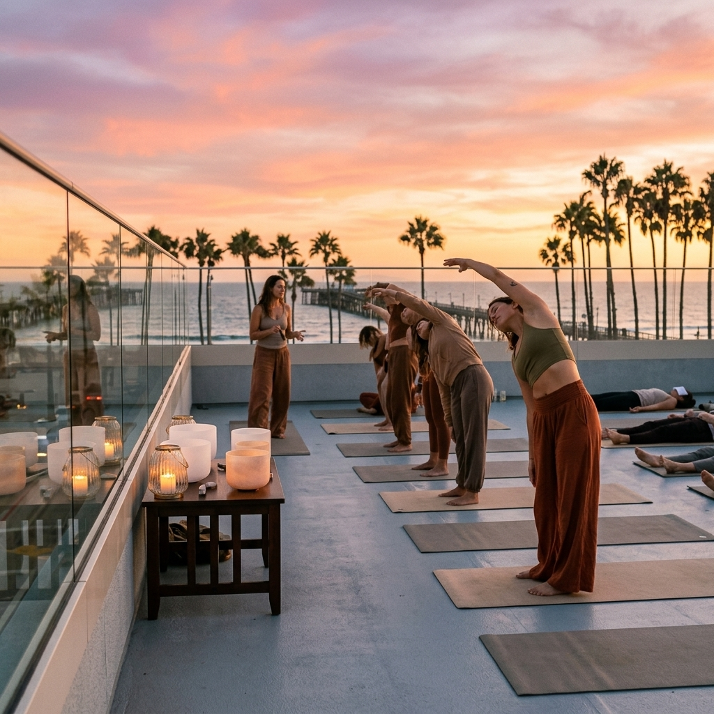 Cocktail perimeter setup on the rooftop