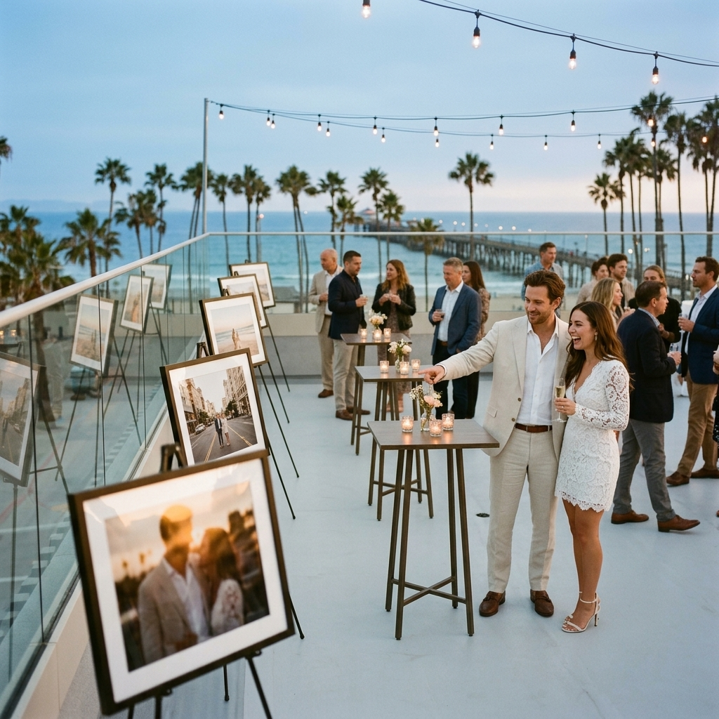 Cocktail perimeter setup on the rooftop