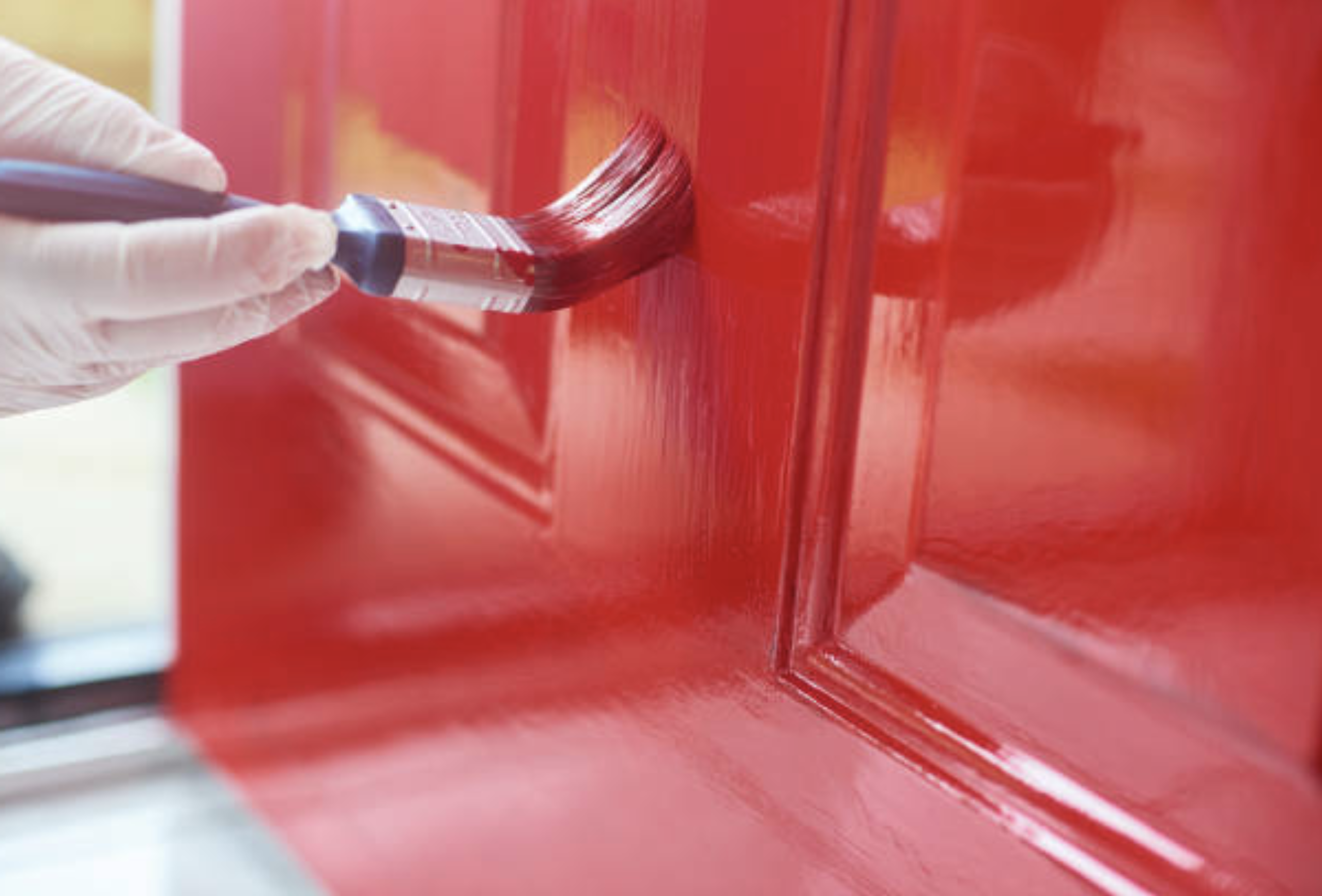 brush painting entrance door red