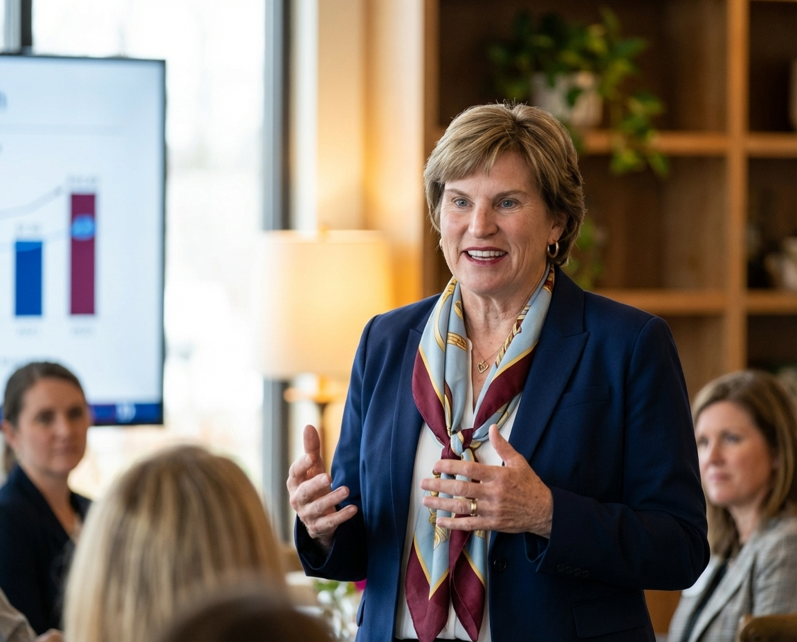 Carol Eddy presenting to a group of women