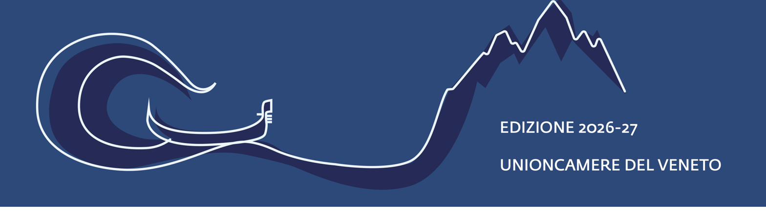 Il turismo e cambiato, cambia anche tu - Edizione 2026-27 - Unioncamere del Veneto. Illustrazione con onda, gondola e montagne.