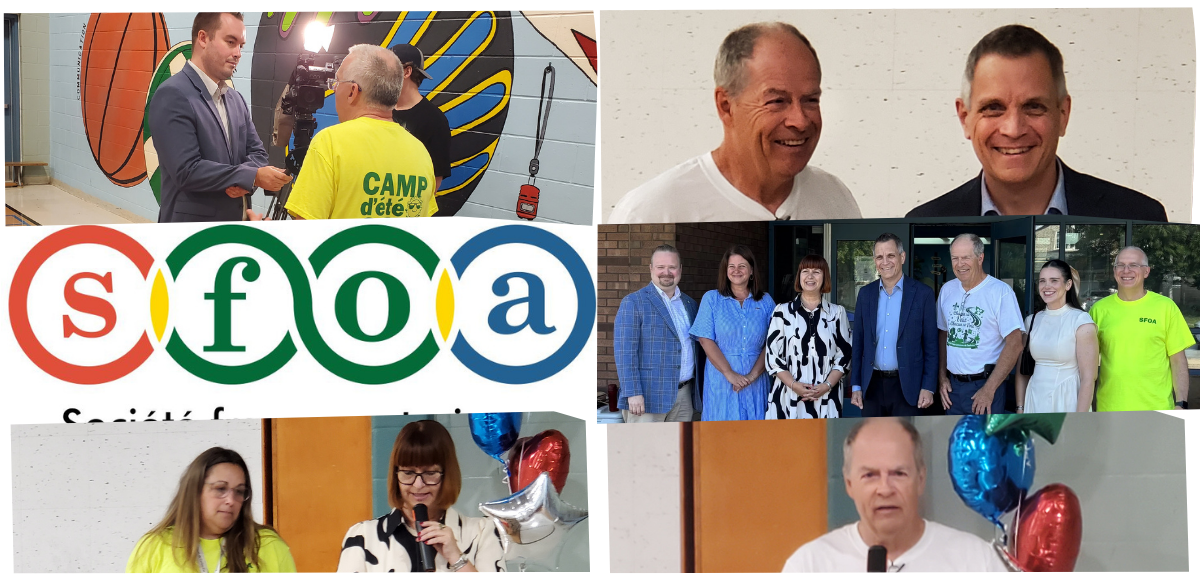SFOA team members and community leaders gathered at events celebrating the Société franco-ontarienne de l’autisme, with photos of interviews, speakers, and staff alongside the SFOA logo. SFOA team members and community leaders gathered at events celebrating the Société franco-ontarienne de l’autisme, with photos of interviews, speakers, and staff alongside the SFOA logo.