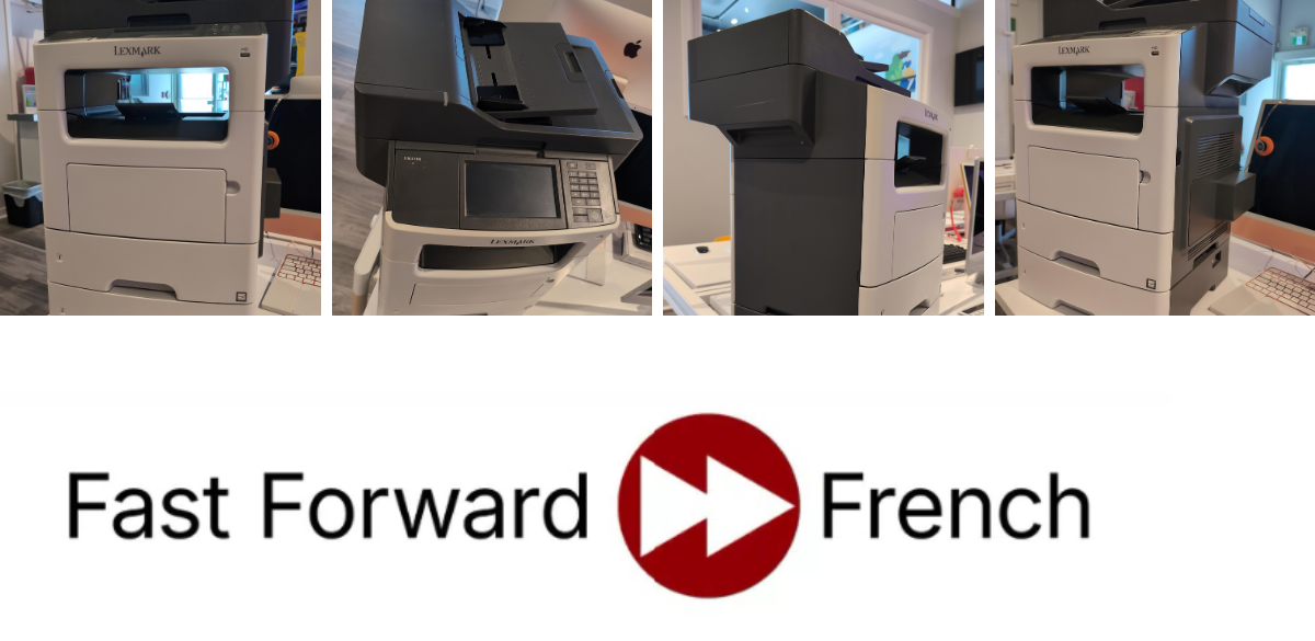 Fast Forward French donated monochrome laser printers for nonprofits, featuring Lexmark multifunction printers ready for community organizations.