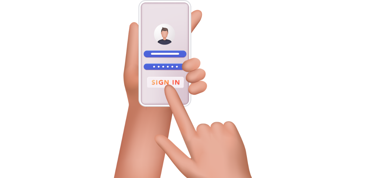 Hands tapping “Login” displaying a username and password form Hands tapping “Login” displaying a username and password form
