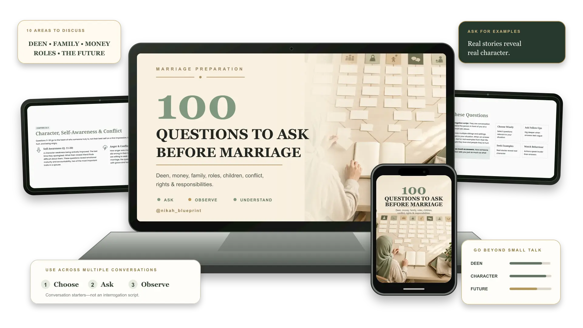 100 Questions To Ask Before Marriage digital guide mockup