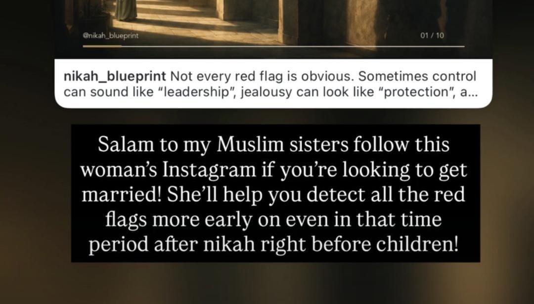 Testimonial recommending Nikah Blueprint for spotting red flags early