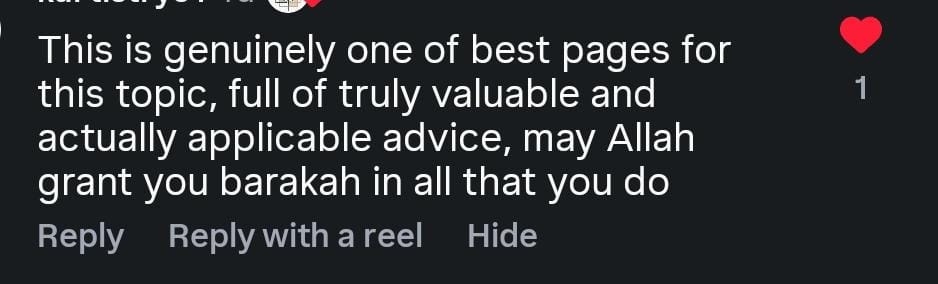 Testimonial praising the page's practical and valuable marriage advice