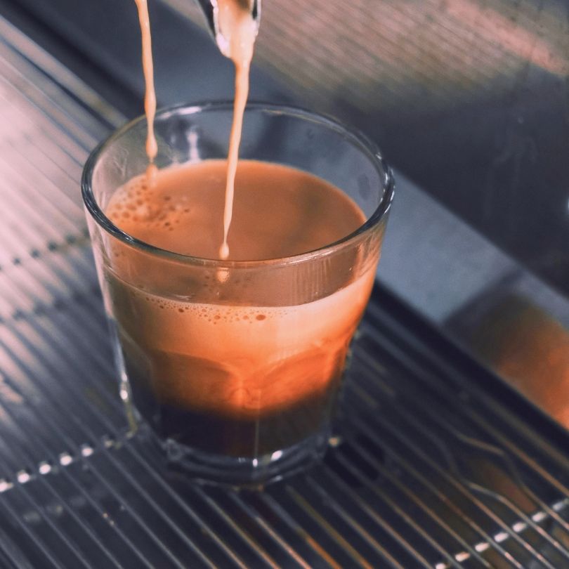 A fresh espresso being pulled at the Downtown Works coffee bar