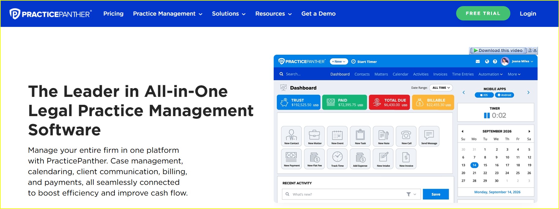 PracticePanther Is a Billing-First Choice for Solo and Small Firms PracticePanther Is a Billing-First Choice for Solo and Small Firms