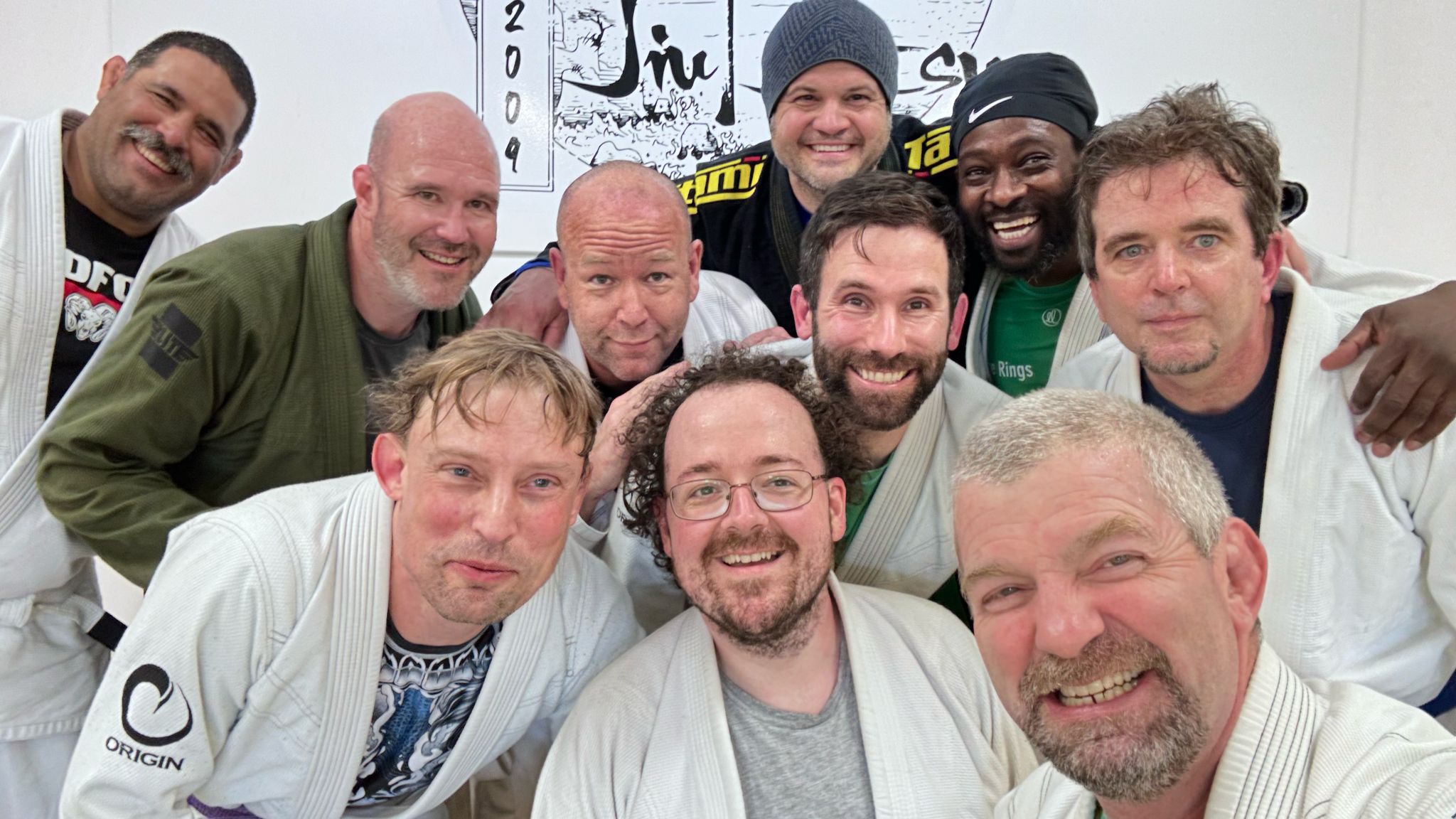 Adults training Jiu Jitsu