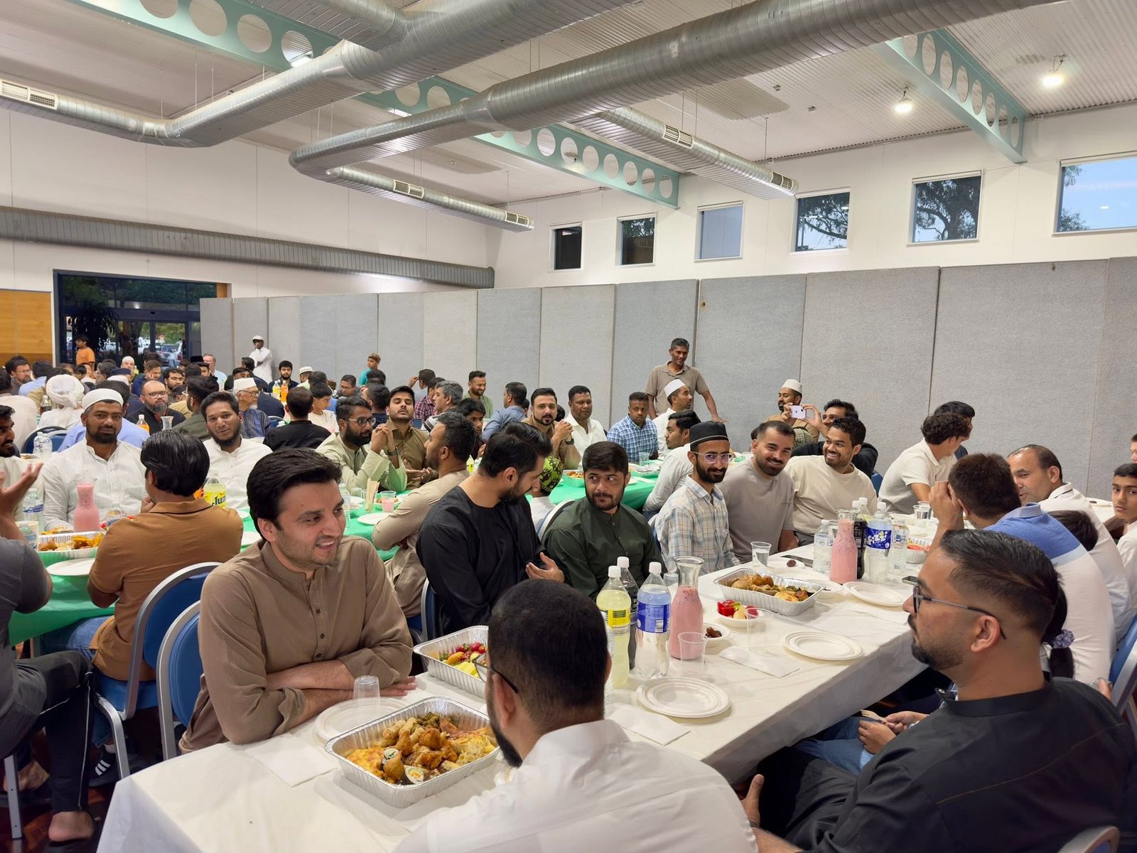 Community iftar dinner at long tables