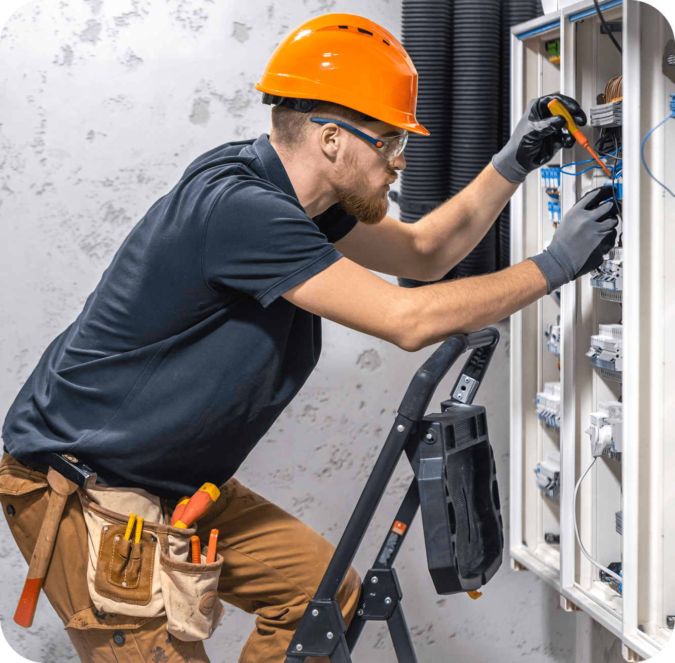 man working on the server