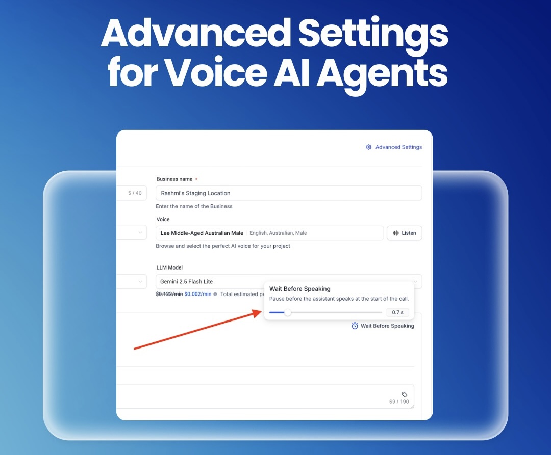 Advanced Settings for Voice AI Agents