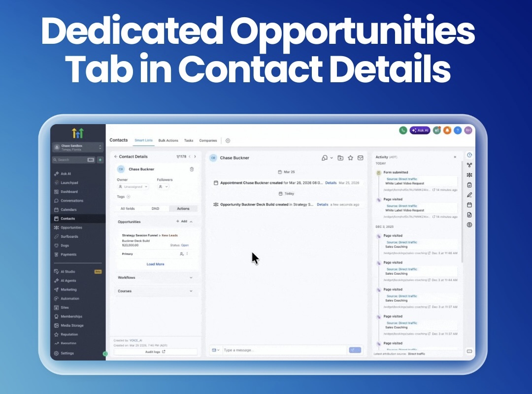 Dedicated Opportunities Tab in Contact Details
