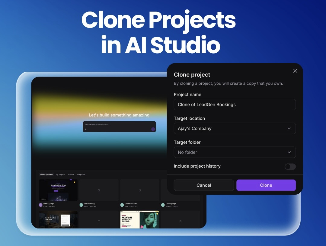 Clone Projects in AI Studio