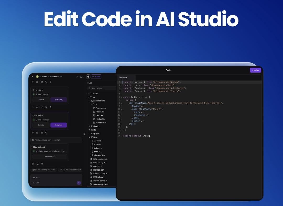 Edit Code in AI Studio