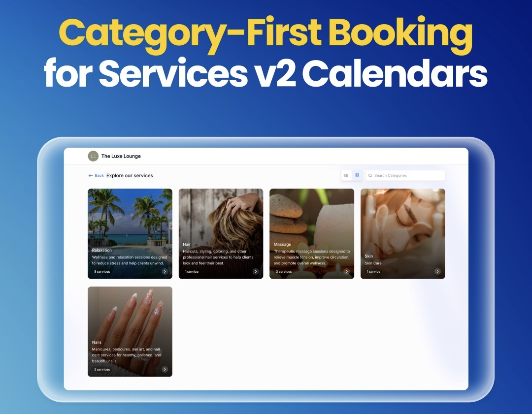Category First Booking for Services v2 Calendars
