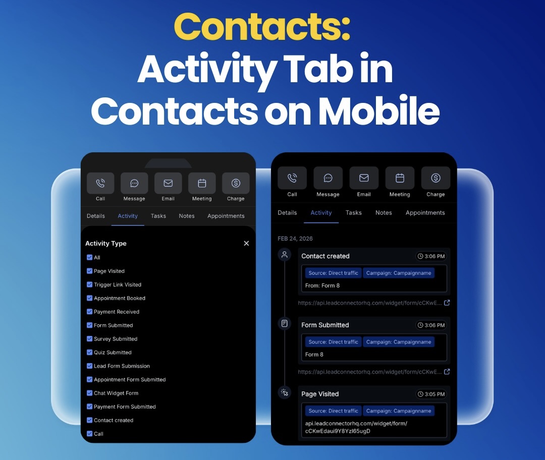 Contacts: Activity Tab in Contacts on Mobile