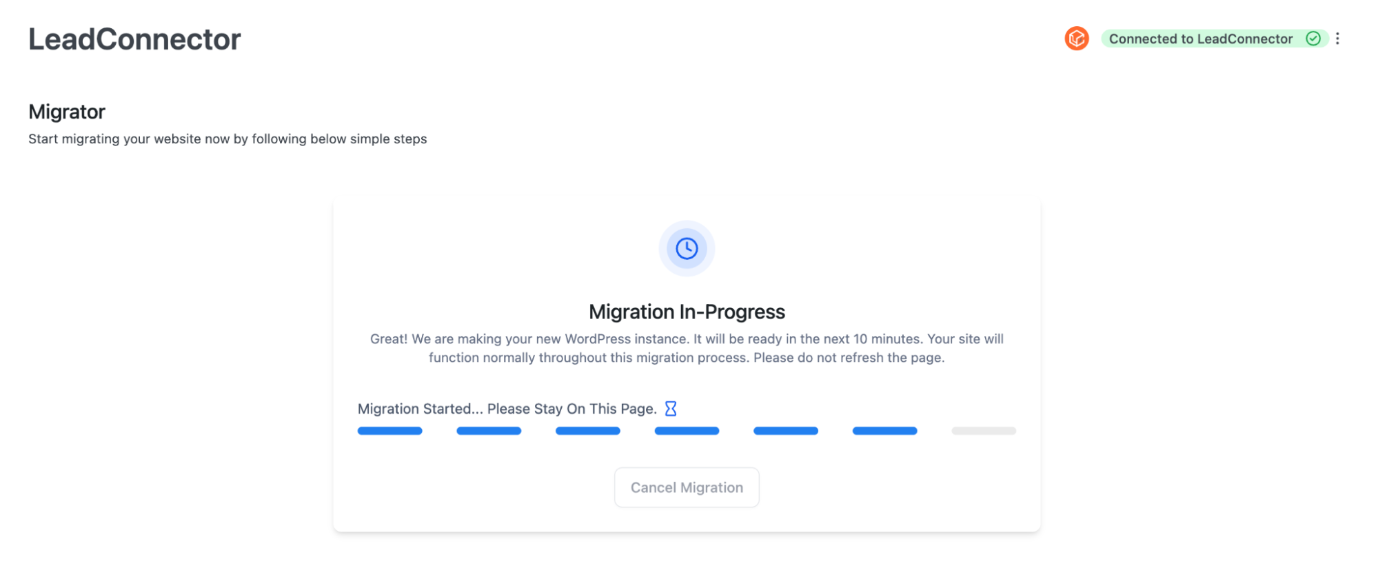 Start Wordpress migration in HighLevel Start Wordpress migration in HighLevel