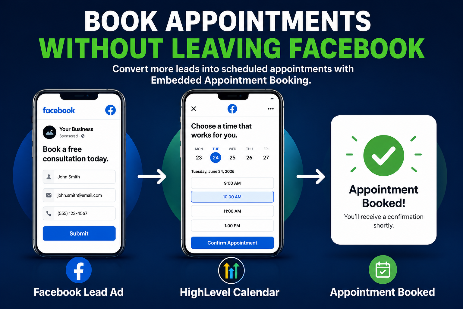 Book appointments without leaving Facebook in HighLevel