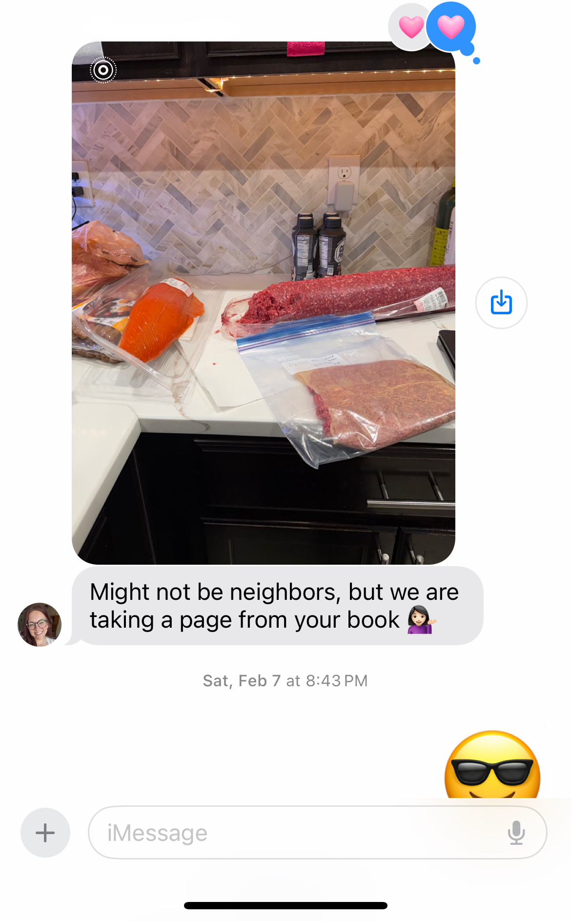 iMessage from a customer showing their protein prep