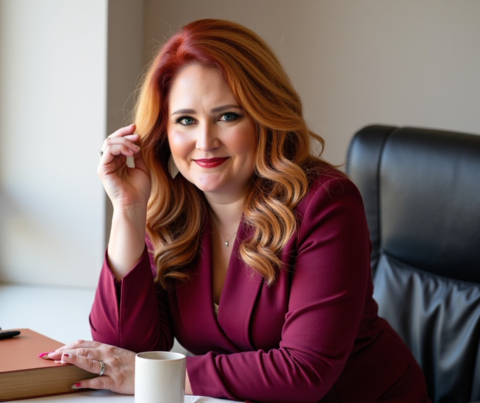 Caitlin Harris, founder of Kingdom CEO Leadership, in a maroon blazer