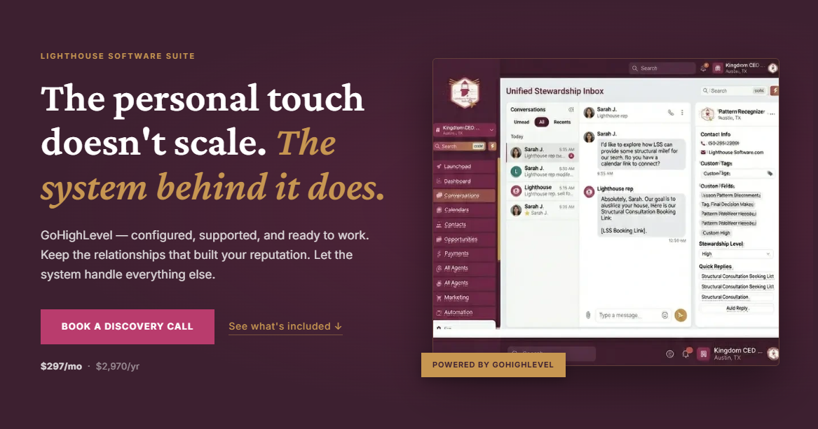 Lighthouse Software Suite — GoHighLevel, Configured and Supported ...