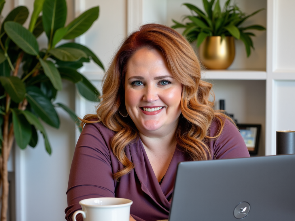 Caitlin Harris, founder of Local Momentum, at her desk