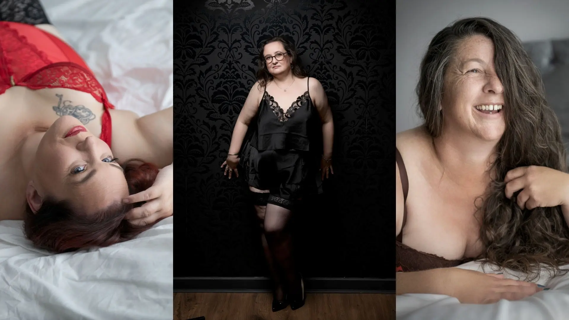 Three women celebrating confidence and femininity during Boudoir by Blitz experiences in Hampshire
