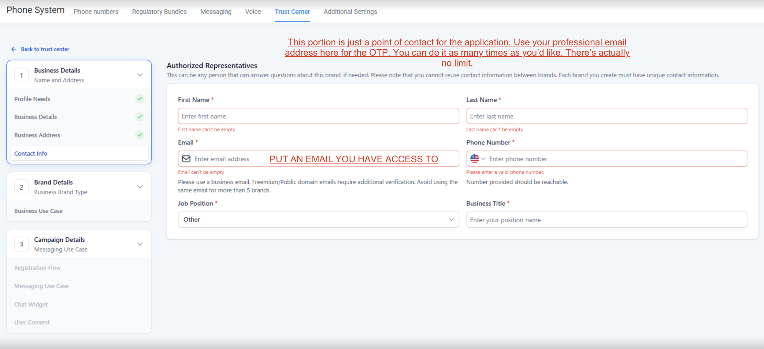 Authorized Representatives example