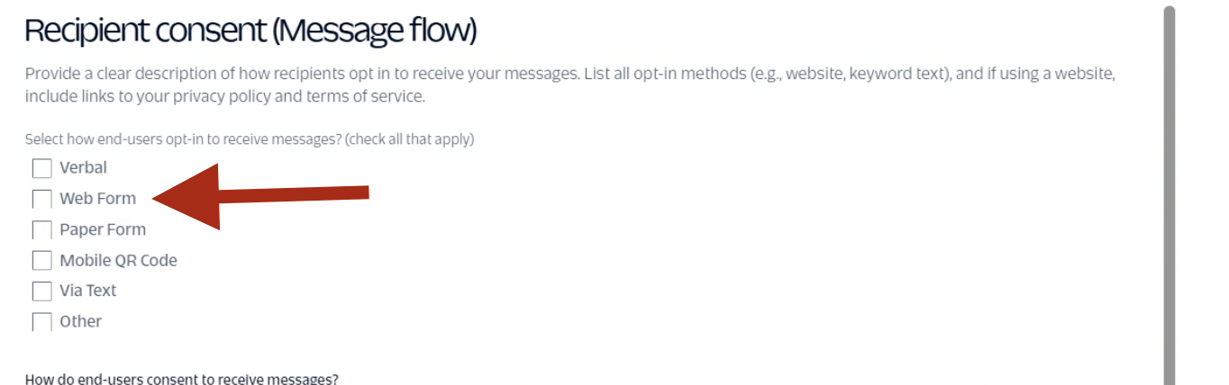 Select Web Form as the opt-in type