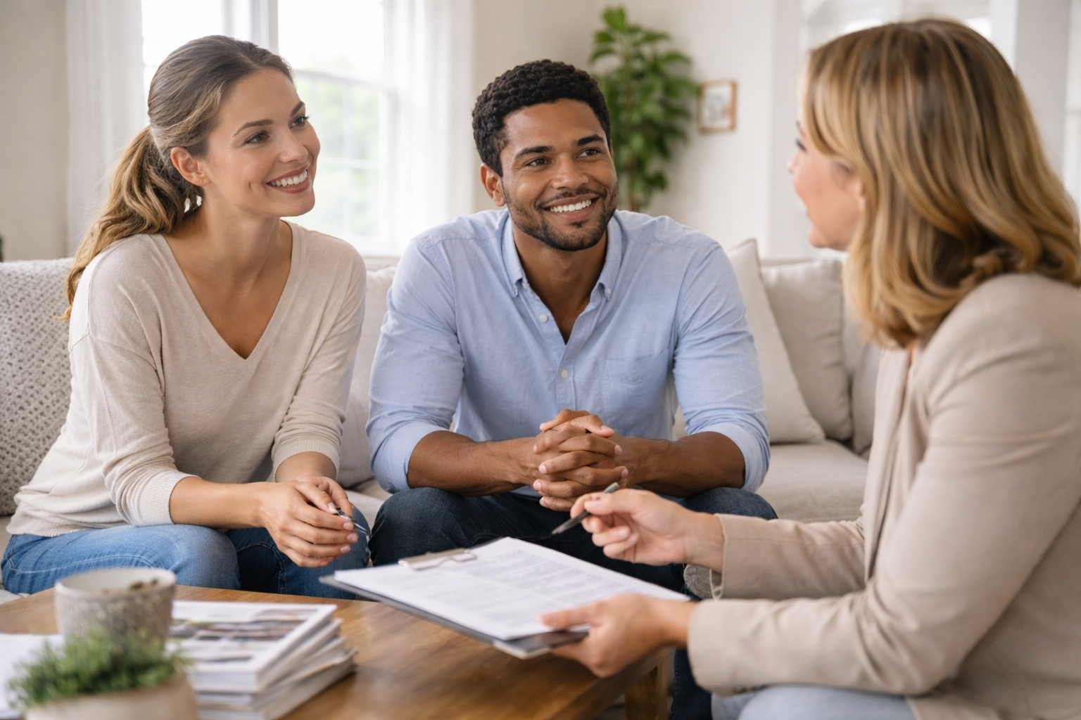first-time homebuyers discussing low appraisal and home financing options in Greenville South Carolina