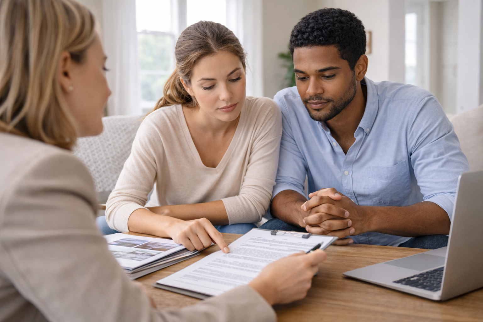 homebuyers discussing new construction pricing and negotiation options with real estate agent in Greenville South Carolina