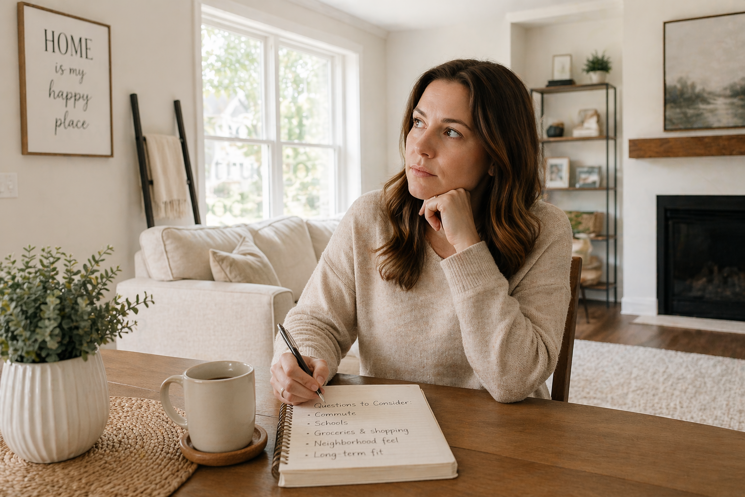 first time homebuyer thinking about daily routine and lifestyle while deciding if a neighborhood in Greenville South Carolina is the right fit