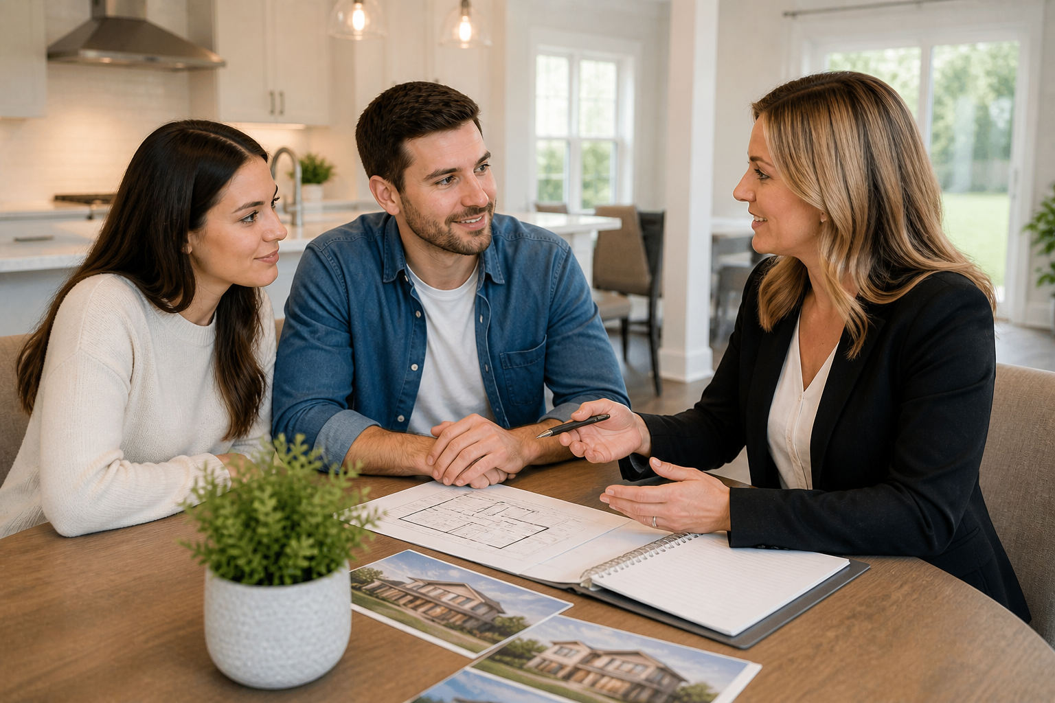 Homebuyers in Greenville SC discussing new construction options with a real estate agent