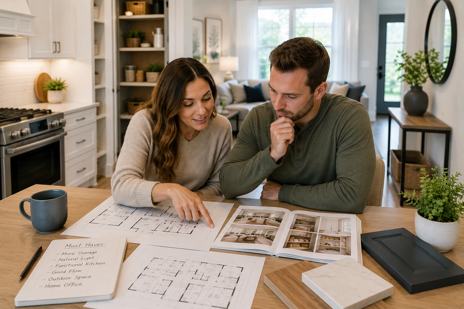 First-time home buyers in Greenville, South Carolina reviewing practical home upgrade options including lighting, storage, and kitchen functionality. First-time home buyers in Greenville, South Carolina reviewing practical home upgrade options including lighting, storage, and kitchen functionality.