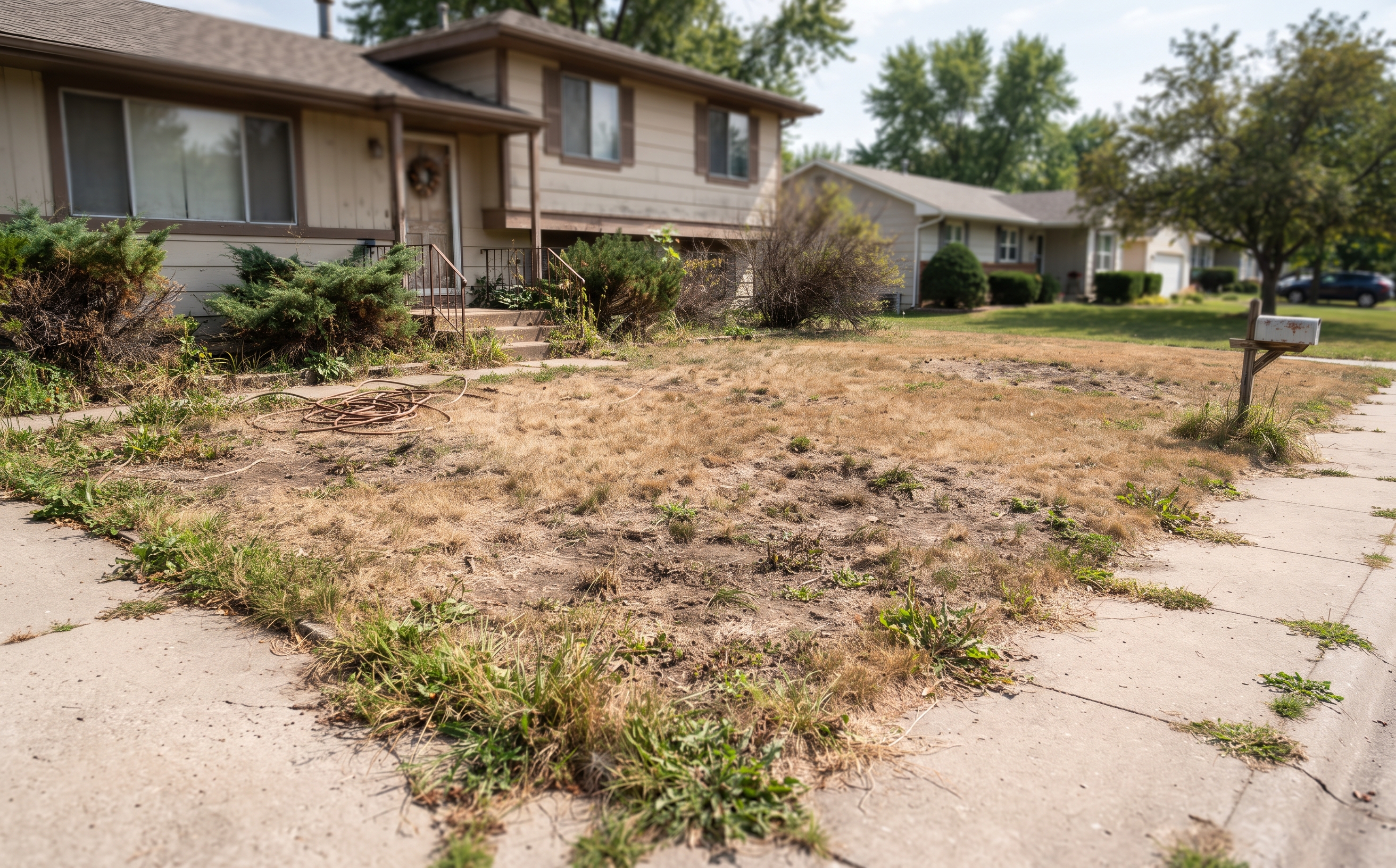 Yard after professional turf installation