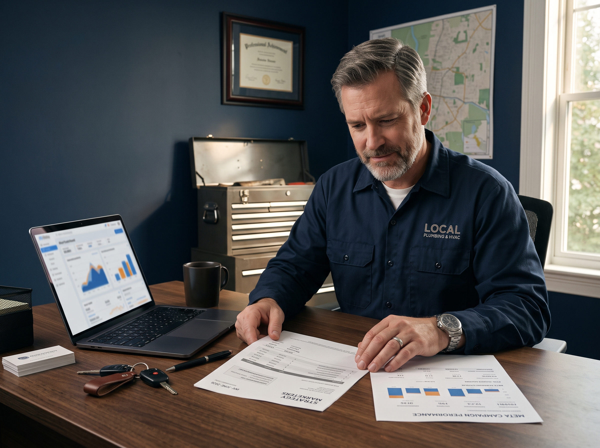 Local business owner at a desk