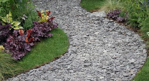 Slate tile stamped edging