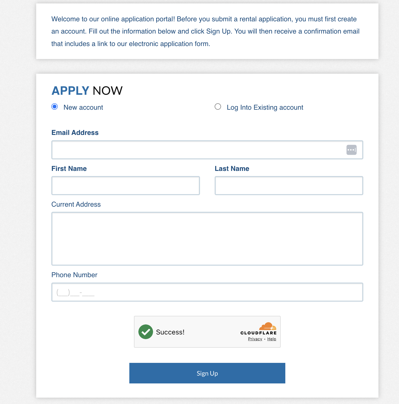 Application form preview