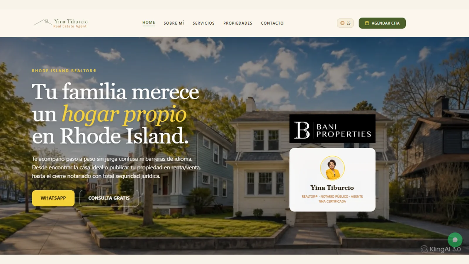 Sitio web de Yina Tiburcio Realtor — inmobiliaria en Rhode Island