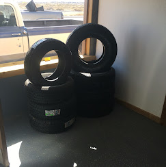 Tire stack inside the shop