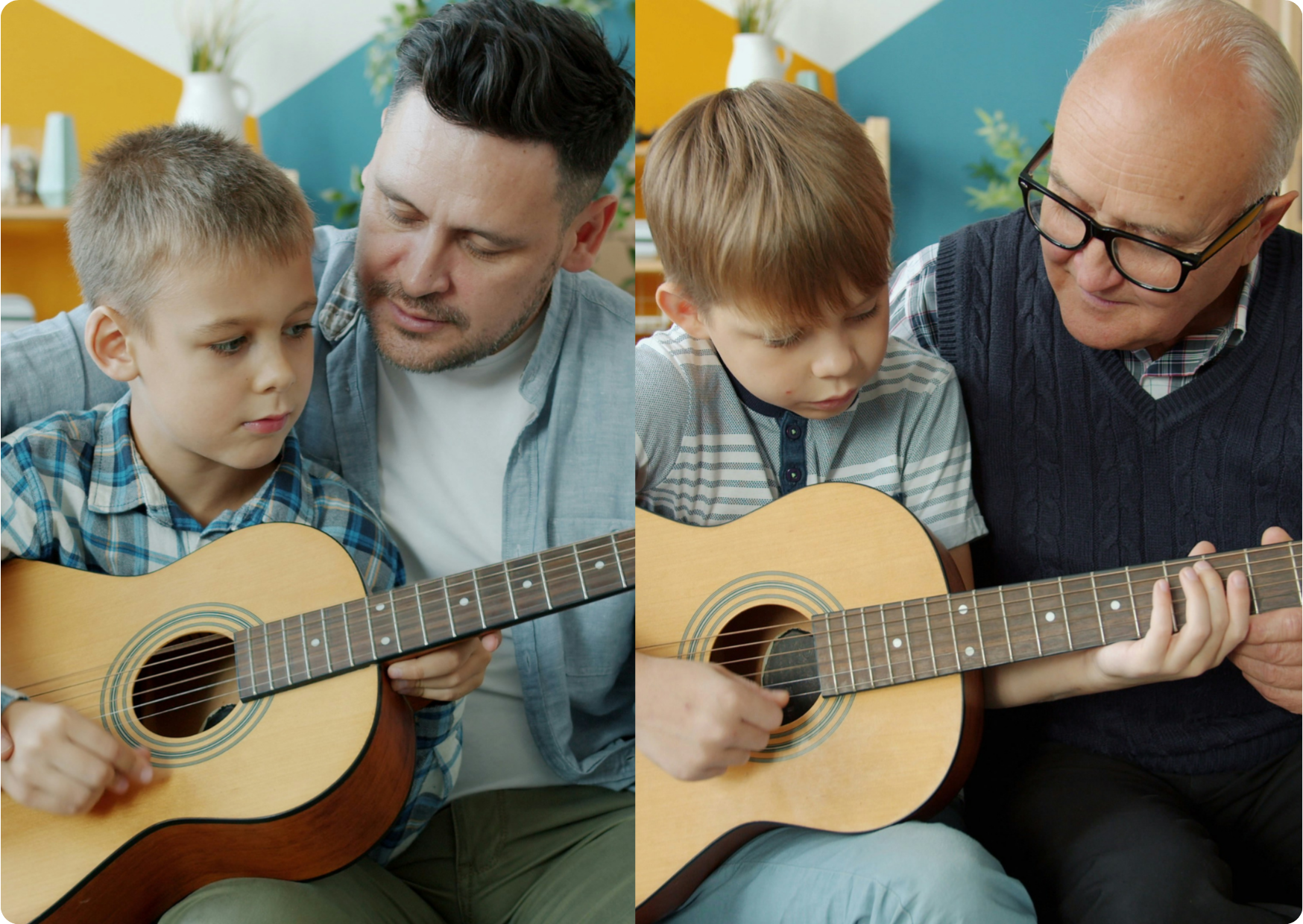 Deux générations apprentissage guitare