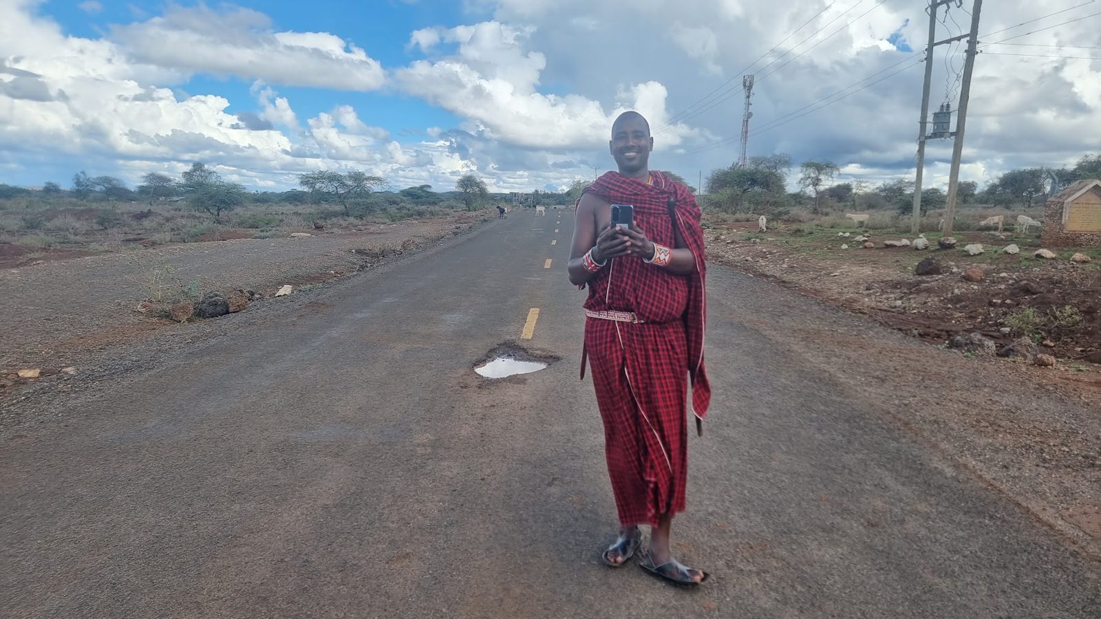 A Maasai guide on the road