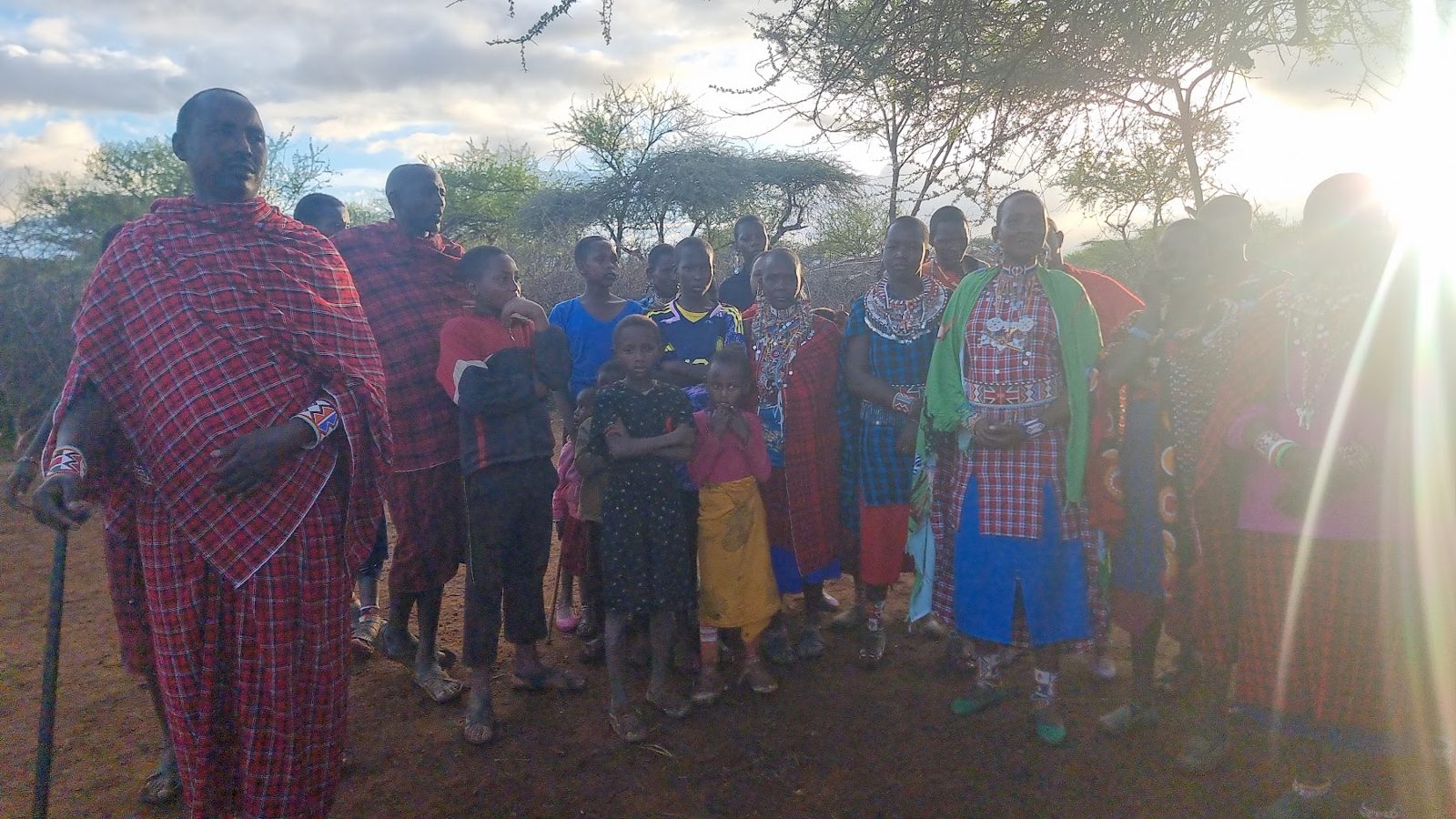 The community gathered at sunset
