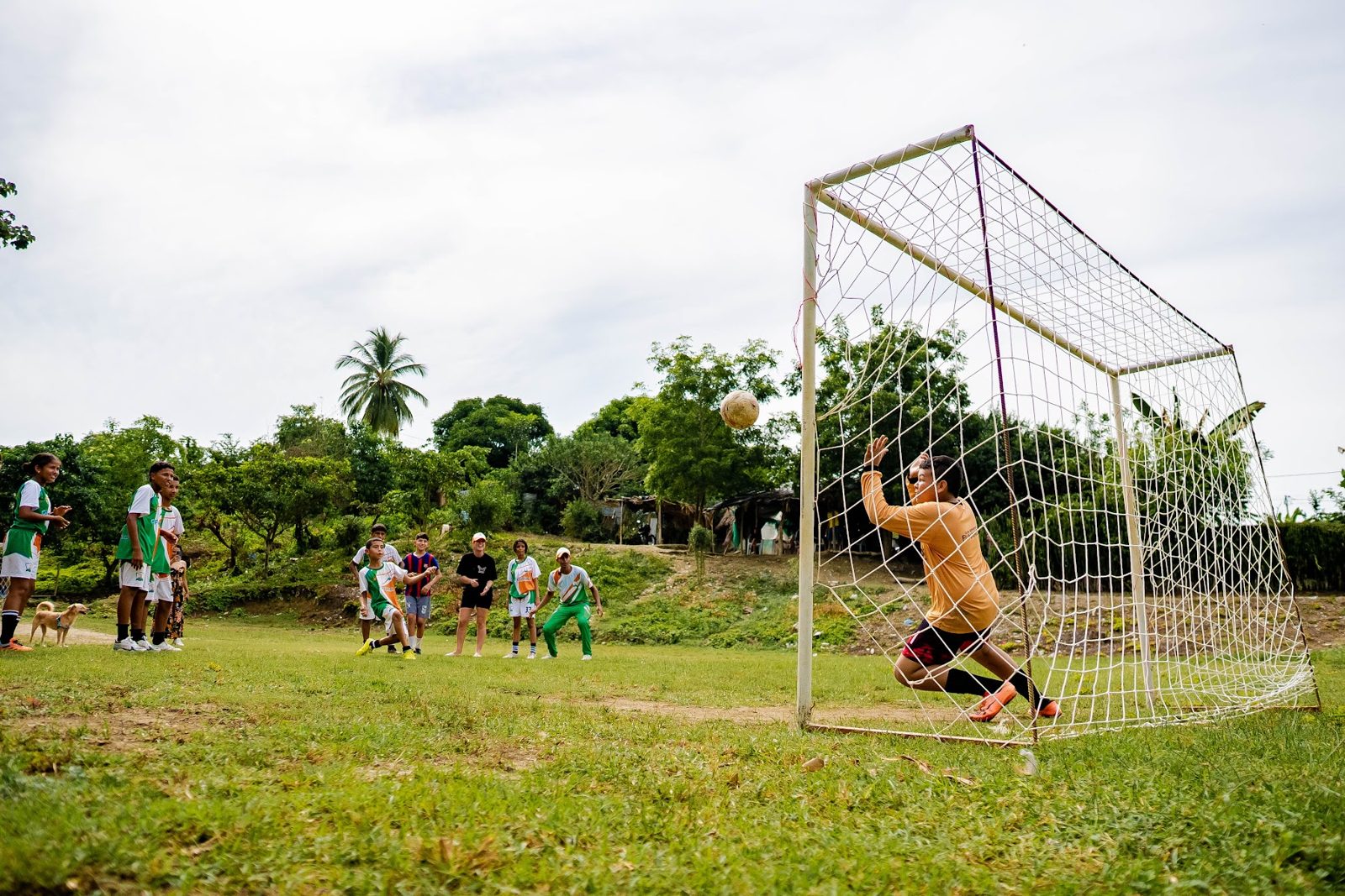 Goalkeeper reaching for the ball