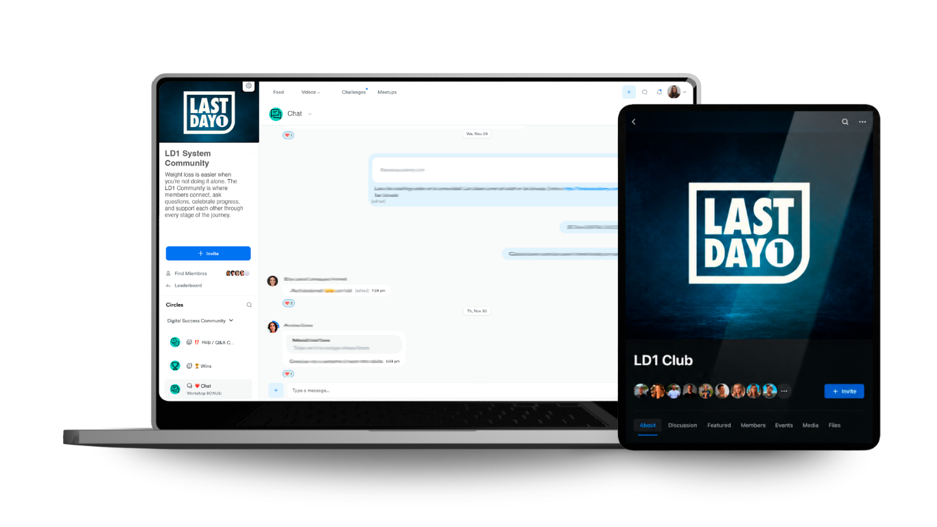 LD1 Club private community on tablet