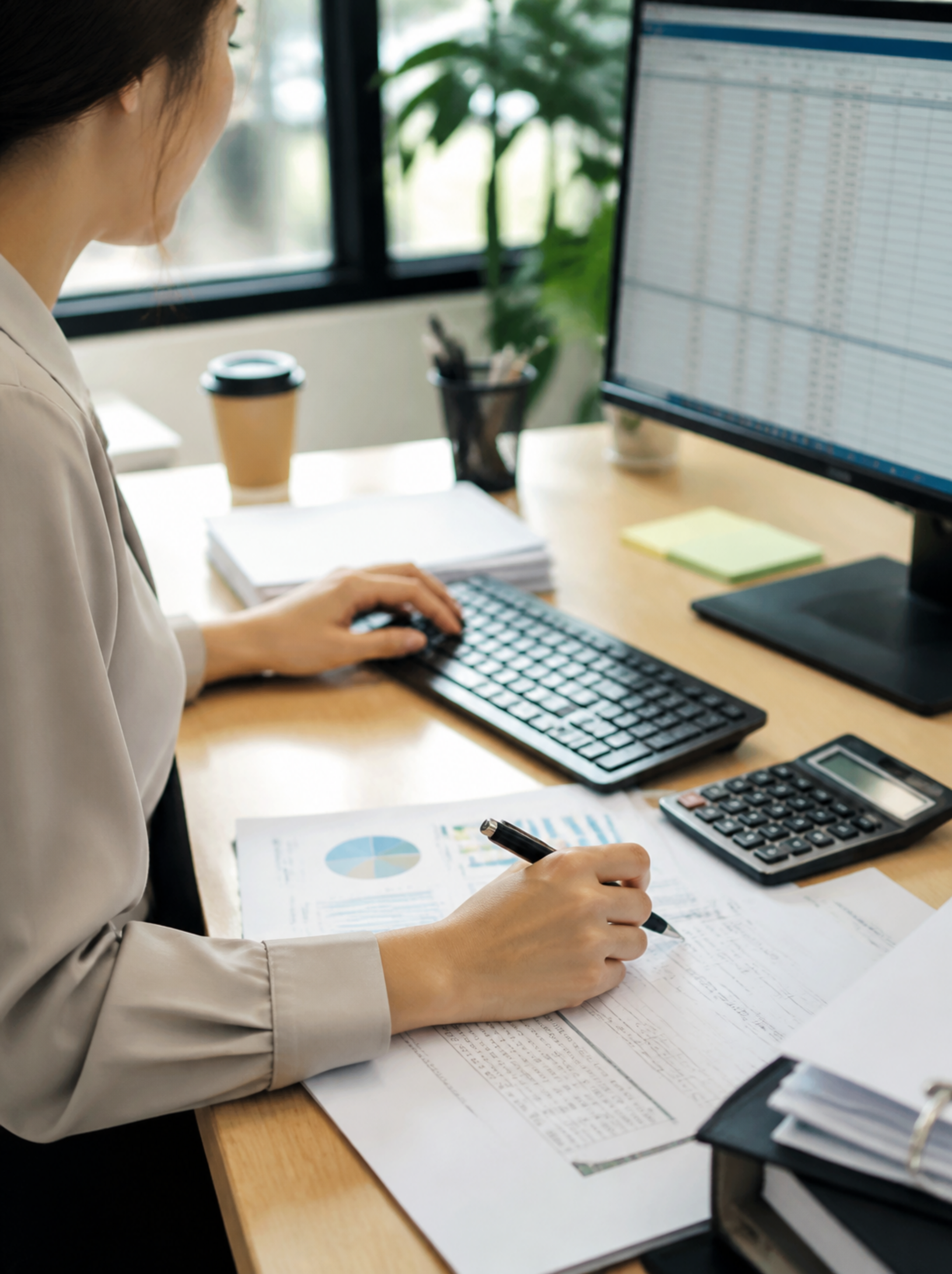 Pro Bookkeeping Solutions bookkeeper reviewing a client's financial reports